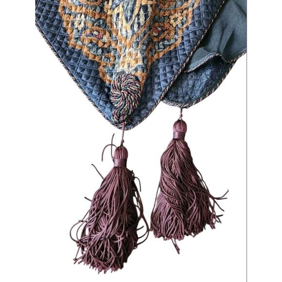 Unbranded Vtg 70s Textured Matelasse Paisley Poncho Cape Wrap w/ Tassels OS - Picture 5 of 6